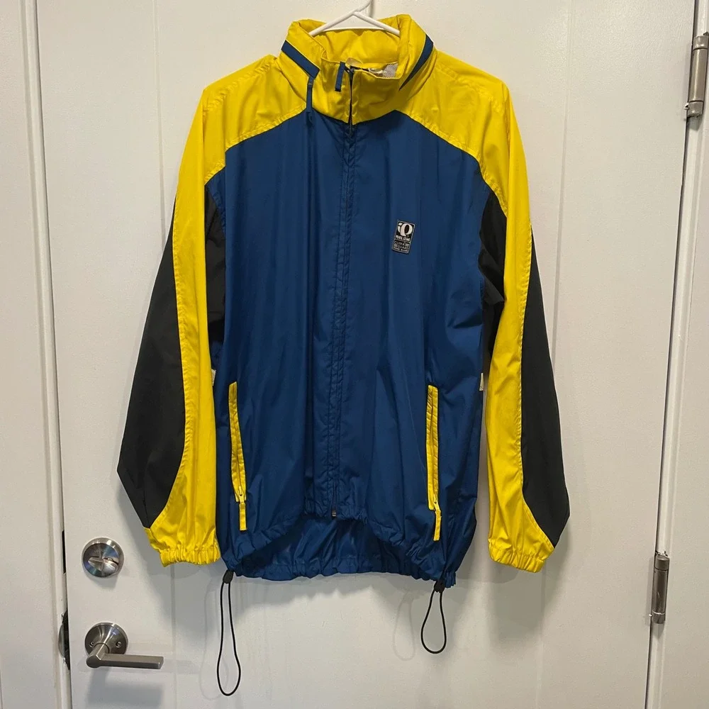 Pearl Izumi Technical Wear Cycling Windbreaker Jacket Blue Yellow Mens Large